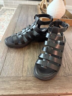 Black Strappy Gladiator Sandals